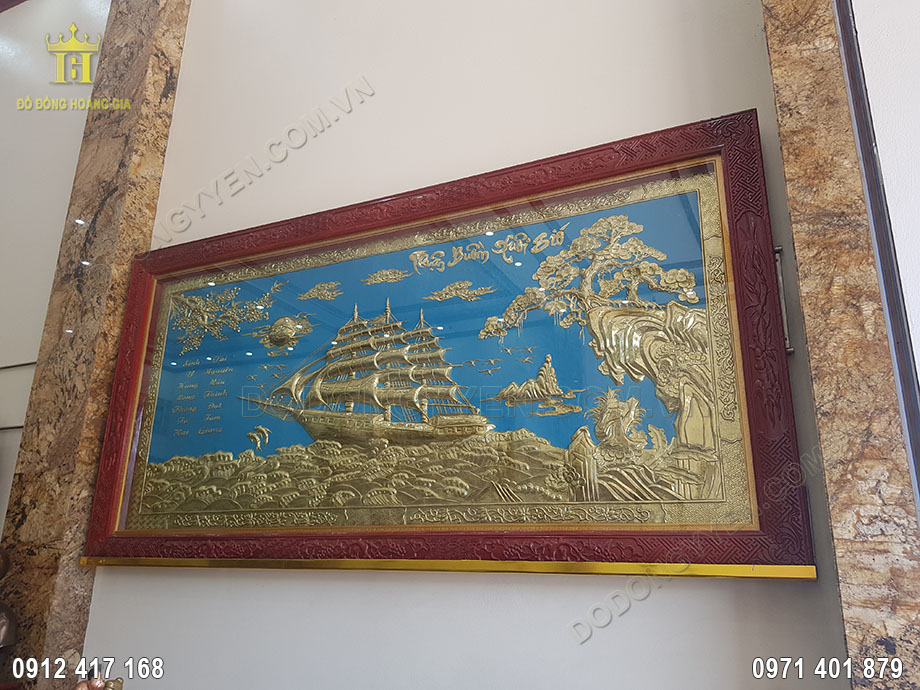 bức tranh đồng thuận buồm xu&ocirc;i gi&oacute; v&agrave;ng